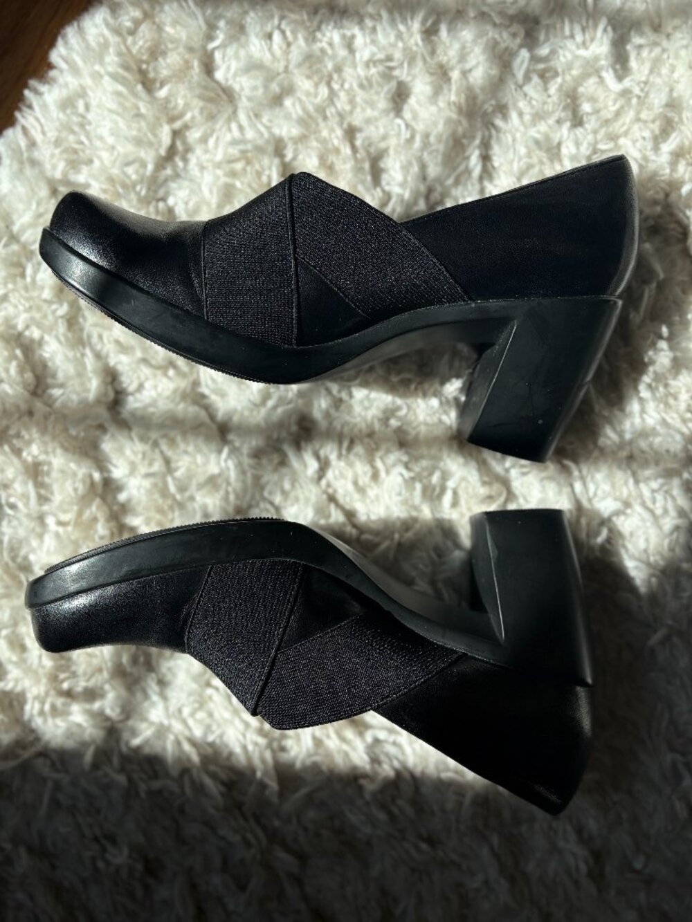 Dansko Tori Black Leather Shoe Elastic Criss Cross Size US 7/7.5 EU 37 New